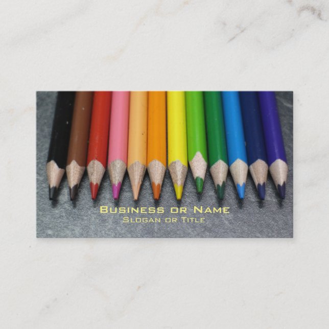 A Row of Coloured Pencils. Business Card (Front)