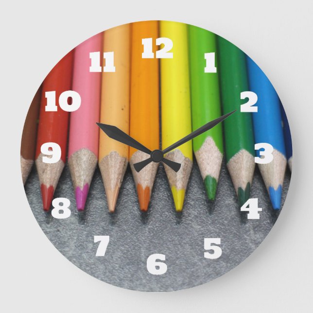 A Row of Coloured Pencils. Large Clock (Front)