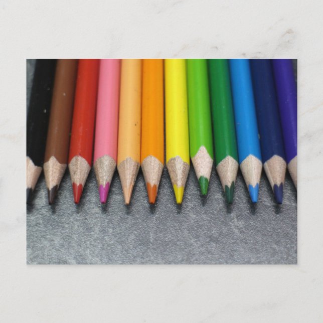A Row of Coloured Pencils. Postcard (Front)