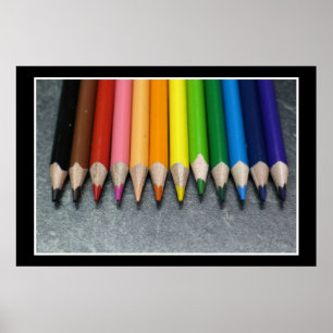 A Row of Coloured Pencils. Poster