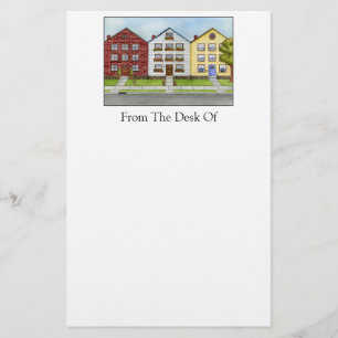 A Row Of Houses Stationery