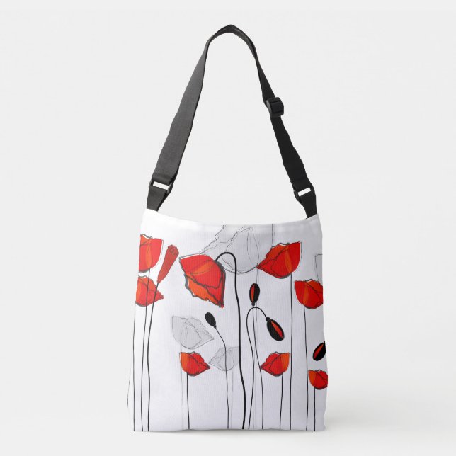 A Row of Red Poppies Crossbody Bag (Front)