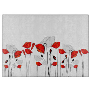 A Row of Red Poppies Cutting Board