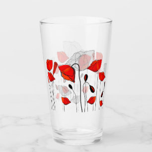 A Row of Red Poppies Glass