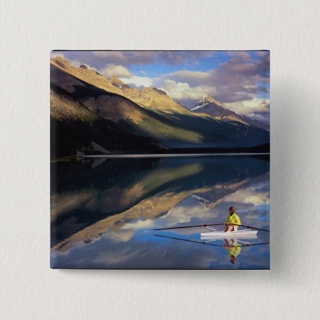 A rower on Banff Lake in the Canada MR) 15 Cm Square Badge (Front)