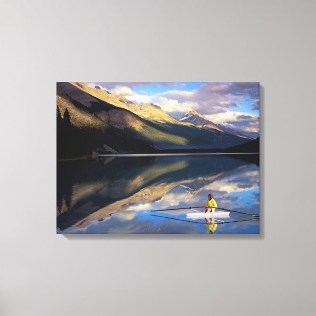A rower on Banff Lake in the Canada MR) Canvas Print (Front)