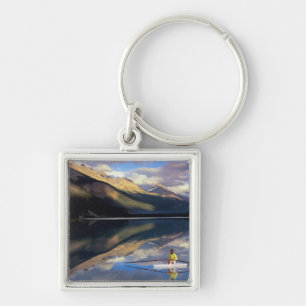 A rower on Banff Lake in the Canada MR) Key Ring