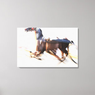 A running horse at a high speed is competing in canvas print