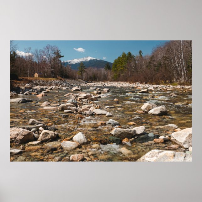 A running stream river with clear water flowing wi poster (Front)