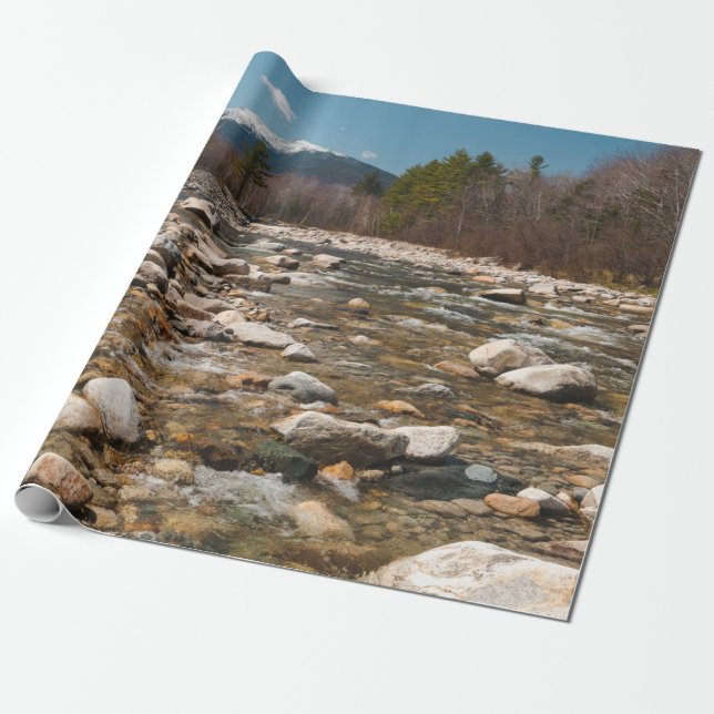 A running stream river with clear water flowing wi wrapping paper (Unrolled)