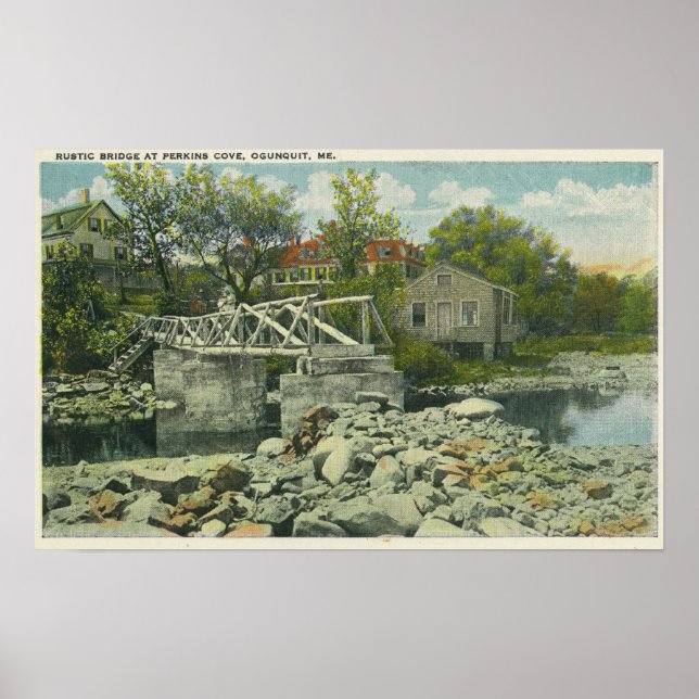 A Rustic Bridge at Perkins Cove Scene Poster (Front)