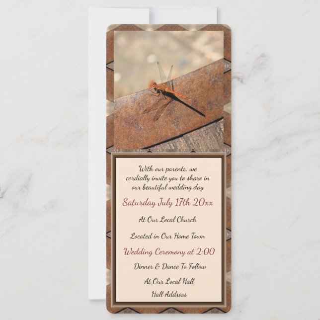 A Rustic Dragonfly Wedding Invitation (Front)