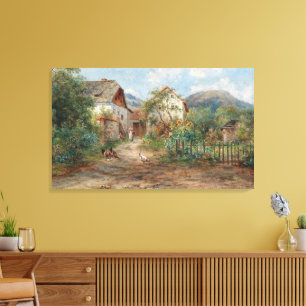 A Rustic Garden in Blossom in the Countryside Canvas Print