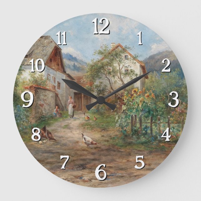 A Rustic Garden in Blossom in the Countryside Large Clock (Front)