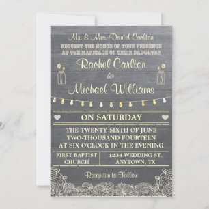 A Rustic Mason Jar Wedding Invitation
