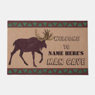 A Rustic Moose Faux Leather-Look Man Cave Doormat