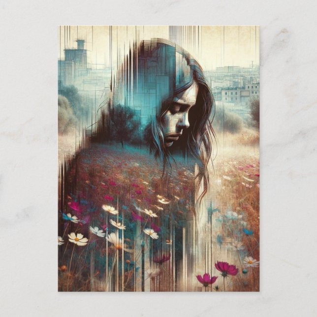 A sad Woman Postcard (Front)