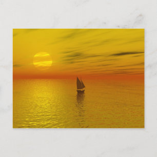 A sailing boat. postcard