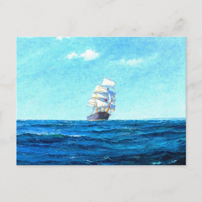 A sailing ship at sea postcard (Front)