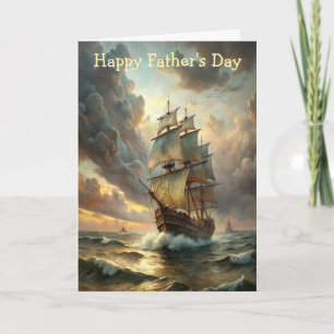 A sailing ship in the ocean Father's Day Card