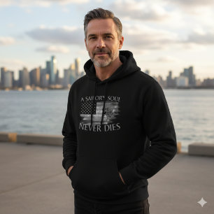 A Sailor’s Soul Never Dies   Vintage Skull Hoodie