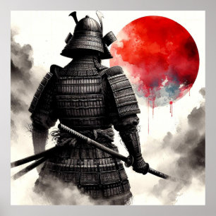 A Samurai Warrior In Traditional Armour  Poster