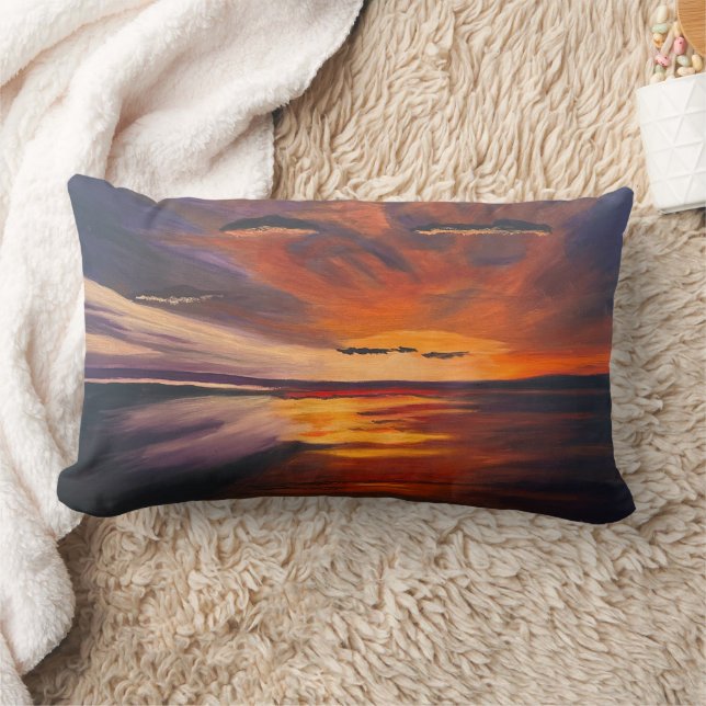 A San Diego Sunset, Original by Gary Poling Lumbar Cushion (Blanket)