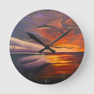 A San Diego Sunset, Original by Gary Poling Round Clock