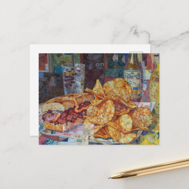 A sandwich and chips collage postcard (Front/Back In Situ)
