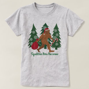 A Santa Squatch Christmas Squatchin Thru The Snow T-Shirt