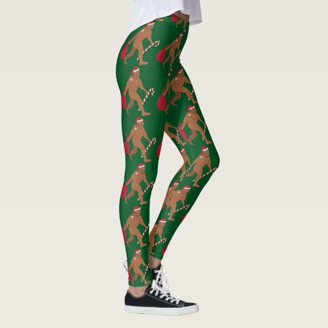 A Santa Squatch Christmas Squatchy Holiday Fashion Leggings (Right)