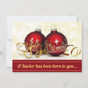 A Saviour Has Been Born Nativity Christmas Ornamen Holiday Card