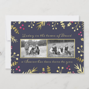 A Saviour Has Been Born Religious Christmas Photo Holiday Card