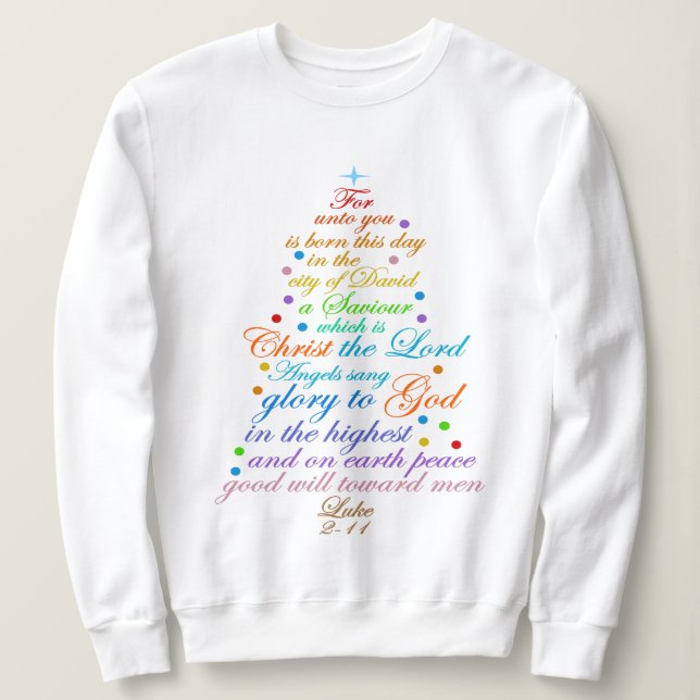 A Saviour is Born Luke 2-11 Christmas Tree Shirts (Design Front)
