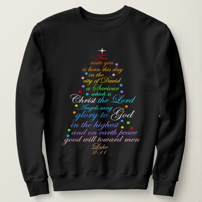 A Saviour is Born Luke 2-11 Christmas Tree Shirts (Design Front)