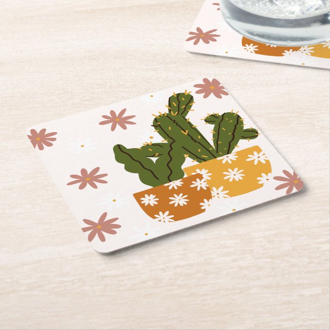A Scandinavian Art Seamless Pattern Square Paper Coaster (Angled)