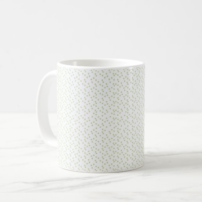 A scattering of pale green squares on white. coffee mug (Front Left)