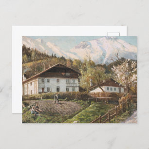 A Scene of mountains, with pink light   Landscape Postcard