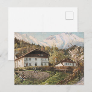 A Scene of mountains, with pink light   Landscape Postcard