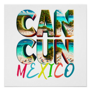 A scenic beach scene of Cancun shirt   Mexico Poster