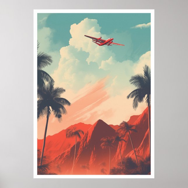 A Scenic Coastal Destination with Palm Trees Poste Poster (Front)