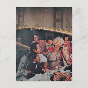 A Scenic Dinner at the Bridge at Night Postcard