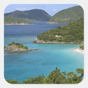 A scenic of Caneel Bay from a road at St. John Square Sticker