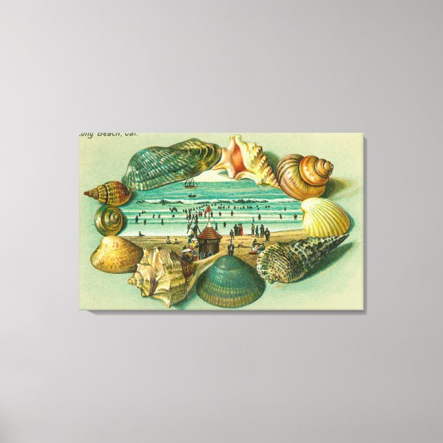 A Scenic View Bordered with Sea Shells Canvas Print (Front)