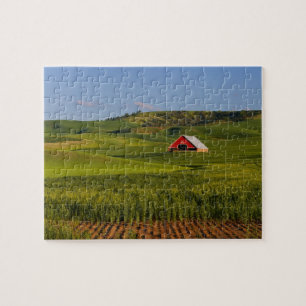 A scenic view of a barn in Moscow Idaho. Jigsaw Puzzle
