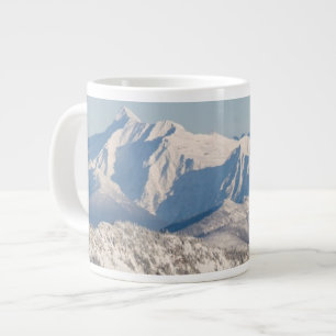 A Scenic View of Snowy Mountains and Trees. Large Coffee Mug