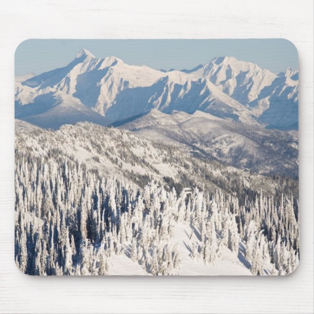 A Scenic View of Snowy Mountains and Trees. Mouse Mat (Front)