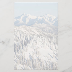 A Scenic View of Snowy Mountains and Trees. Stationery