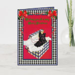 A Schnauzer Christmas Holiday Card<br><div class="desc">An cute card with an illustration of an adorable Schnauzer in a gift box.</div>