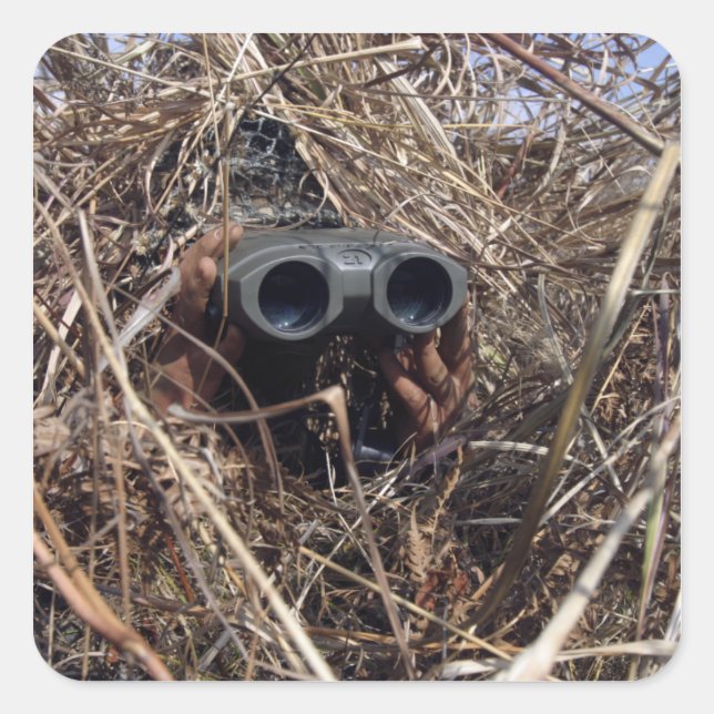 A scout observer practices observation techniqu 2 square sticker (Front)